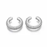 Brass Micro Pave Clear Cubic Zirconia Cuff Earrings