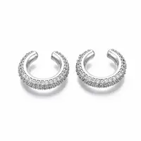 Brass Micro Pave Clear Cubic Zirconia Cuff Earrings