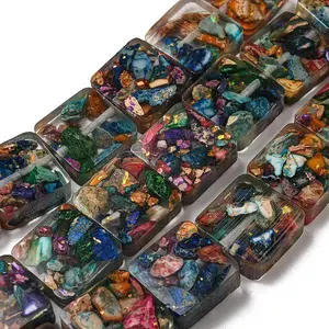 Dyed Natural Imperial Jasper with Resin Beads Strands