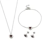 Heart 304 Stainless Steel Micro Pave Cubic Zirconia Pendant Necklaces & Bracelets & Stud Earrings Sets for Women