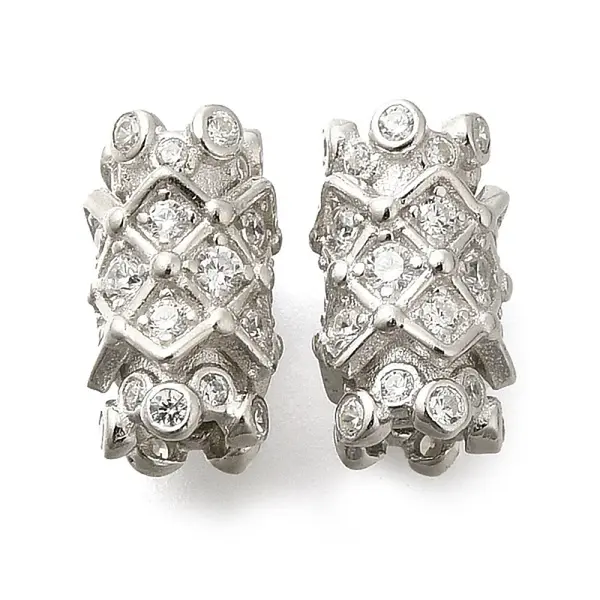 925 Sterling Silver Micro Pave Clear Cubic Zirconia Screw Clasps