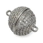 Brass Micro Pave Clear Cubic Zirconia Magnetic Clasps