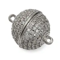 Brass Micro Pave Clear Cubic Zirconia Magnetic Clasps