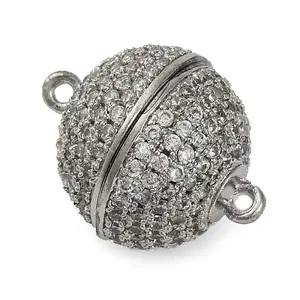 Brass Micro Pave Clear Cubic Zirconia Magnetic Clasps