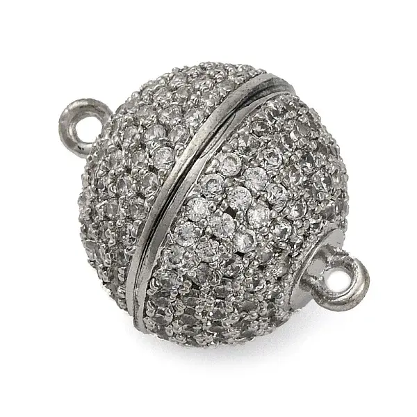 Brass Micro Pave Clear Cubic Zirconia Magnetic Clasps