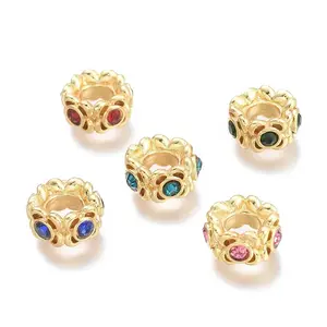 Brass Micro Pave Cubic Zirconia Beads