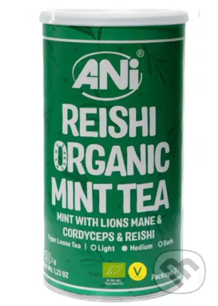 Pepermintový Reishi BIO čaj plechovka