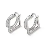 Rack Plating Square Brass Clear Cubic Zirconia Hoop Earrings