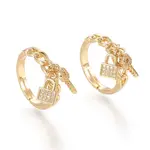 Adjustable Brass Micro Pave Clear Cubic Zirconia Finger Ring