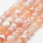 Faceted Natural Fire Crackle Agate Beads Strands
