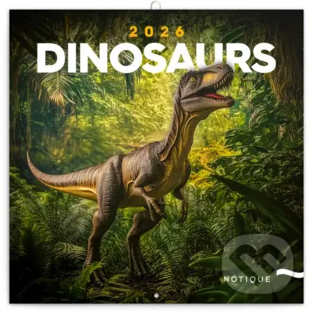 NOTIQUE Nástenný poznámkový kalendár Dinosaury 2026