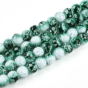 Transparent Baking Painted Glass Beads Strands