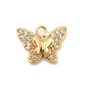 Brass Micro Pave Cubic Zirconia Charms