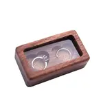 2 Heart Slots Rectangle Wood Couple Rings Gift Storage Case