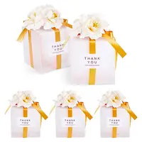 Clear PVC Candy Gift Packaging Boxes with Ribbon & Artificial Flower
