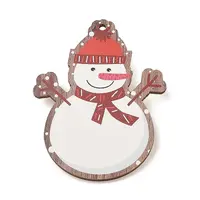 Christmas Theme Wood Printed Brooches for Women