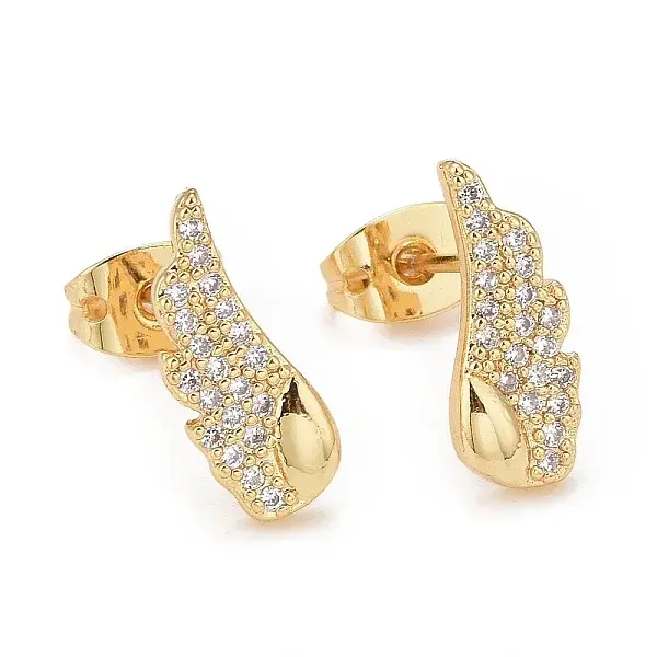 Clear Cubic Zirconia Wing Stud Earrings