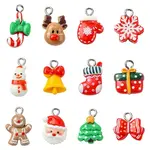 24Pcs 12 Styles Christmas Theme Opaque Resin Pendants