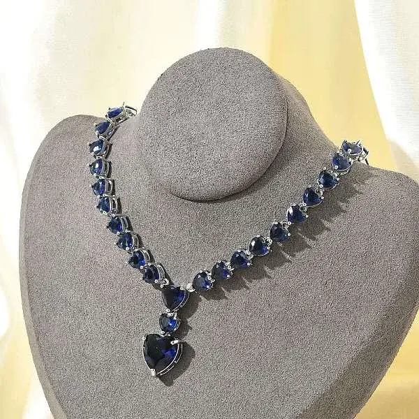 Brass Cubic Zirconia Heart Pendant Necklaces