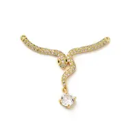 Brass Micro Pave Clear Cubic Zirconia Connector Charms