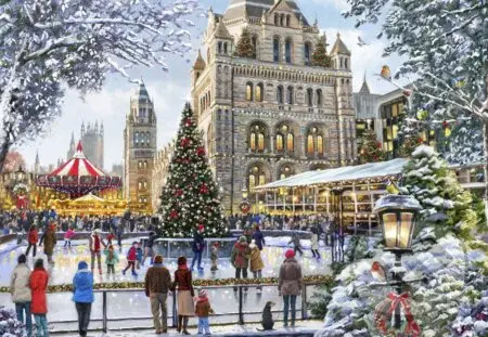 Korčuľovanie pred prírodovedným múzeom - puzzle z kategorie Města a stavby