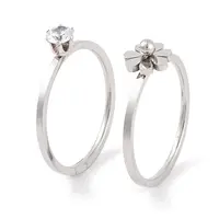 Flower 304 Stainless Steel Finger Ring Set for Women