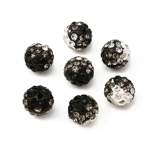 Two-Tone Color Handmade Polymer Clay Disco Ball Beads