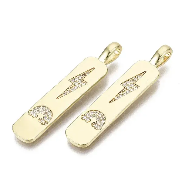 Brass Micro Pave Clear Cubic Zirconia Pendants