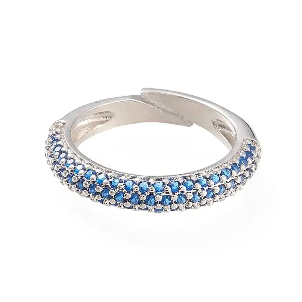 Adjustable Brass Micro Pave Cubic Zirconia Cuff Rings