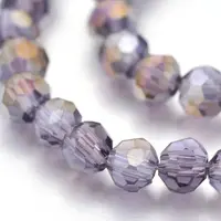 Pearl Luster Plated Glass Faceted Round Spacer Bead Strands