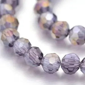 Pearl Luster Plated Glass Faceted Round Spacer Bead Strands