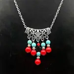 Ethnic Style Alloy with Synthetic Turquoise Tassel Pendant Necklaces for Women