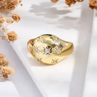 Rack Plating Brass Micro Pave Clear Cubic Zirconia Cuff Finger Rings for Women