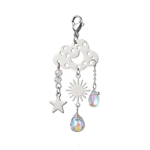 304 Stainless Steel Cloud & Star & Sun Hanging Ornaments