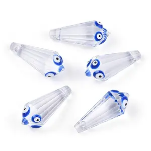 Transparent Glass with Enamel Evil Eye Beads
