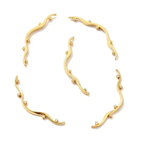 Rack Plating Brass Clear Cubic Zirconia Connector Charms