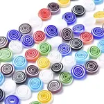Flat Round Handmade Millefiori Glass Lampwork Beads