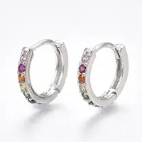 Brass Micro Pave Cubic Zirconia Huggie Hoop Earrings