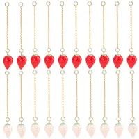 20Pcs 2 Colors Opaque Resin Simulation Strawberry Pendant Decorations for Keychain