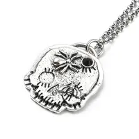 Skull Rhinestone Pendant Necklaces with Rolo Chains