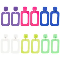 6 Pairs 6 Style Hollow Out Rectangle Acrylic Dangle Stud Earrings