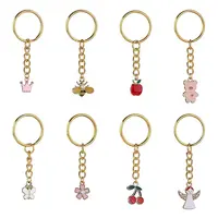 8Pcs Alloy Enamel Pendants Keychain