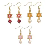 Star & Round Glass Seed Braided Dangle Earrings