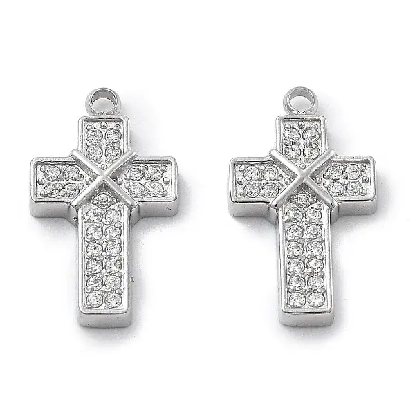 304 Stainless Steel Micro Pave Cubic Zirconia Pendants