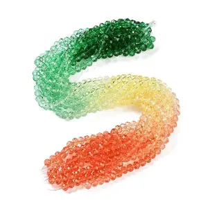 Transparent Painted Glass Beads Strands