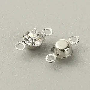 Brass Clear Cubic Zirconia Connector Charms
