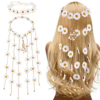 2Pcs 2 Styles Cloth Flower Hippie Headband Floral Crown
