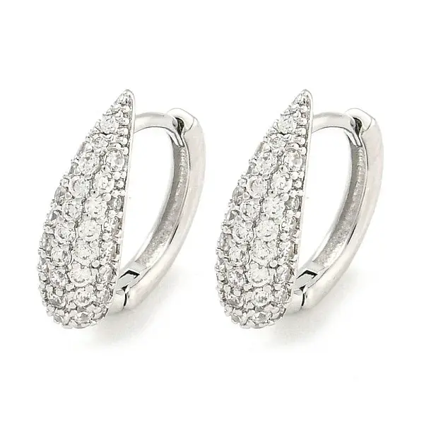 Brass Micro Pave Clear Cubic Zirconia Hoop Earrings for Women
