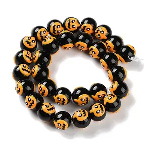 Halloween Themed Baking Paint Glass Beads Strands