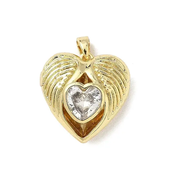 Brass Micro Pave Cubic Zirconia Locket Pendants